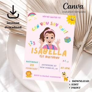 Ms. Rachel Rainbow 1st, 2nd, or 3rd Birthday Invitation | Ms. Rachel Digital Invitation | Toddler Birthday Invite | Ms. Rachel Theme