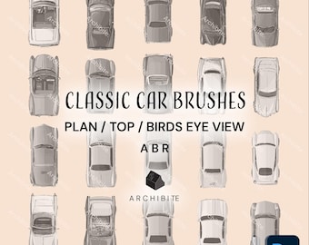 Pinceles de Photoshop - Vista superior de coches clásicos