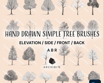 Pinceles de Photoshop: Elevación de árboles simples dibujados a mano