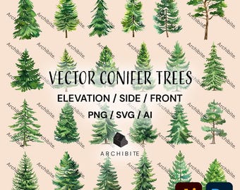 Vector Cutouts - Conifer Trees Elevation