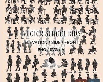 Vector Cutouts - Silhouette School Kids