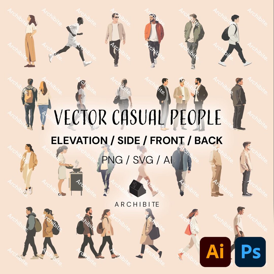 Vector Cutouts - Casual People Elevation - Etsy