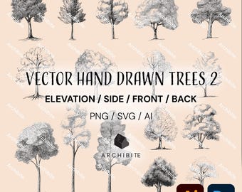 Vector Cutouts - Hand Drawn Trees Elevation 2