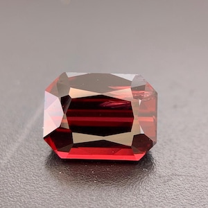 2.80 Carat Emerald Cut Rhodolite Garnet: Red Gemstone from Tanzania