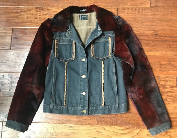 Vintage Denim Jacket Genuine Fur Arms 