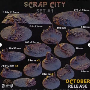 Scrap City – Miniatur-Resin-Bases für Tabletop-Wargaming und Rollenspiele – Zabavka Worksop