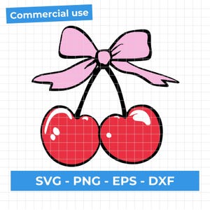 Kirsche Schleife SVG, Kirsche Schleife PNG, weiches Mädchen, trendige Kirsche, Kokette Shirt Design, Silhouette Schnittdatei - Vektordateien für Cricut, kommerzielle Nutzung