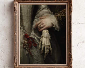 Baroque Skeleton Hand Print - Dark Academia Wall Art - Gothic Memento Mori Print