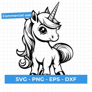 Cute Unicorn SVG - Unicorn Clip Art Lasercut - Unicorn Kawaii PNG- Silhouette Cut File - SVG Files for Cricut -  Commercial Use