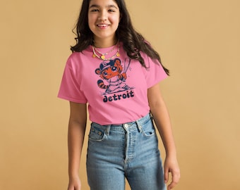 Camiseta Chibi Juvenil Detroit Tigers: Camiseta Kawaii para Fãs de Beisebol