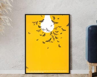 Plakat z żarówką IBM w stylu vintage: wydruk na płótnie z efektem motyla