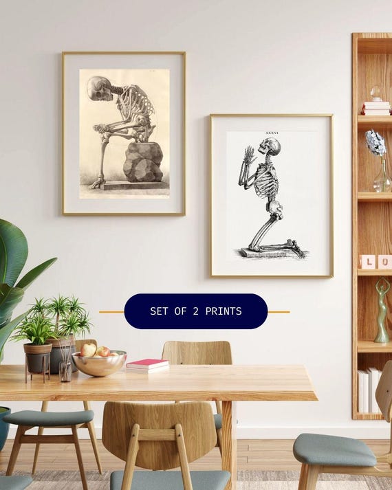 Vintage Skeleton Wall Art Set of 2