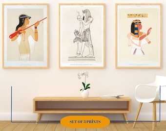 Egyptian Wall Art Set of 3 Prints