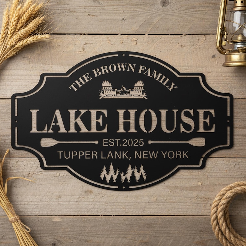 Personalized Lakehouse Metal Sign, Lakehouse Decor,Outdoor Metal Sign,Custom Lakehouse Gift,Custom Family Name Sign,Father's Day Gift 画像 6