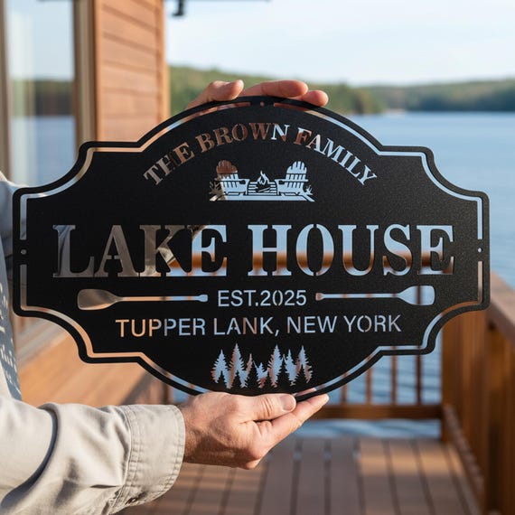 Personalized Lakehouse Metal Sign, Lakehouse Decor,Outdoor Metal Sign,Custom Lakehouse Gift,Custom Family Name Sign,Father's Day Gift