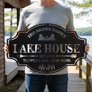 Personalized Lakehouse Metal Sign, Lakehouse Decor,Outdoor Metal Sign,Custom Lakehouse Gift,Custom Family Name Sign,Father's Day Gift 画像 5