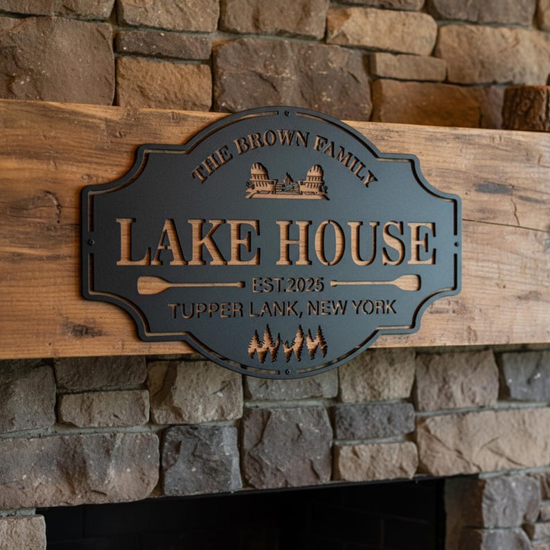 Personalized Lakehouse Metal Sign, Lakehouse Decor,Outdoor Metal Sign,Custom Lakehouse Gift,Custom Family Name Sign,Father's Day Gift 画像 3