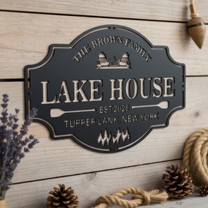 Personalized Lakehouse Metal Sign, Lakehouse Decor,Outdoor Metal Sign,Custom Lakehouse Gift,Custom Family Name Sign,Father's Day Gift 画像 4