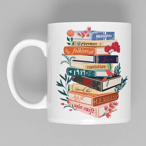 Swiftie Books Cute Ceramic Mug, 11 oz Mug, White Cup, Coffee Mug, Tea Mug, Dishwasher Safe Cup, Gift