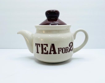 Vintage MCM Teapot: Speckled Cream, Tea for 2