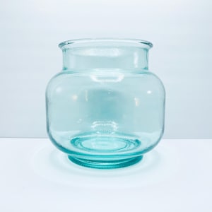 Large Vintage Recycled Glass Vase: Mid-Century Style Decorative Urn