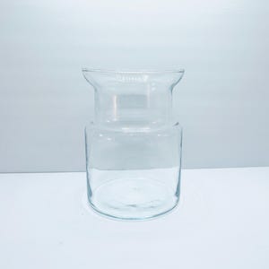 Vintage Mid Century Modern Glass Jar or Vase, MCM Style Clear Glass Canister, Made in Poland, Boho Décor