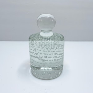 Vintage Art Glass Weight Shaped Paperweight Hand Blown Clear Glass Bullicante Controlled Bubbles Possibly Czech Glass