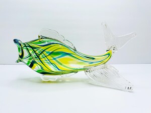 Figurine De Poisson En Verre Soufflé Main - Décoration Intérieure - 20x8x21 Cm - Style Murano Coloré - Presse-papiers Ou Centre De Table