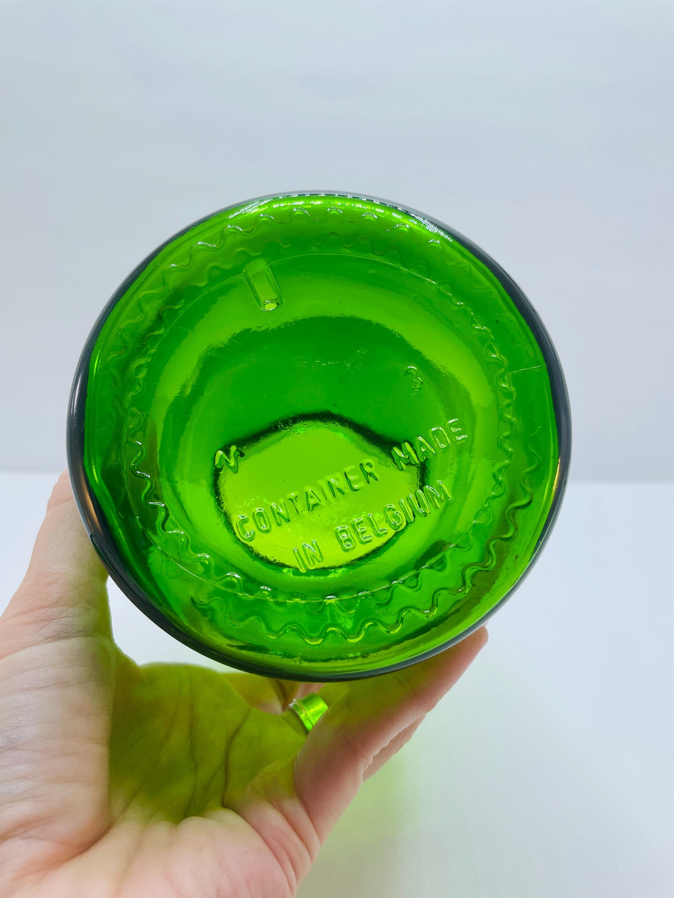 蓋付きベルギー製エメラルドグリーン ガラス瓶4個 ファセット・エメラルド | 宮城県のリキュール | クラフト酒・日本酒の アンティーク雑貨