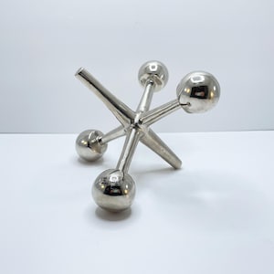 Vintage överdimensionerad kromskulptur av Jax | Bill Curry designlinjestil | MCM Atomic Era-dekor | Jack bokstöd eller pappersvikt