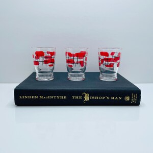 Vintage MCM Red & Black Shot Glasses - Set of 3 - Retro Barware