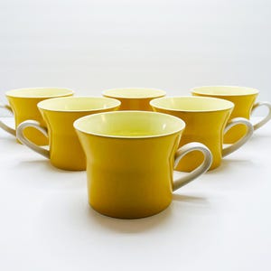 Vintage MCM Sunny Yellow Coffee Cups Marked Mikasa Japan, Set of 6 Mid Century Style Coffee or Tea Cups