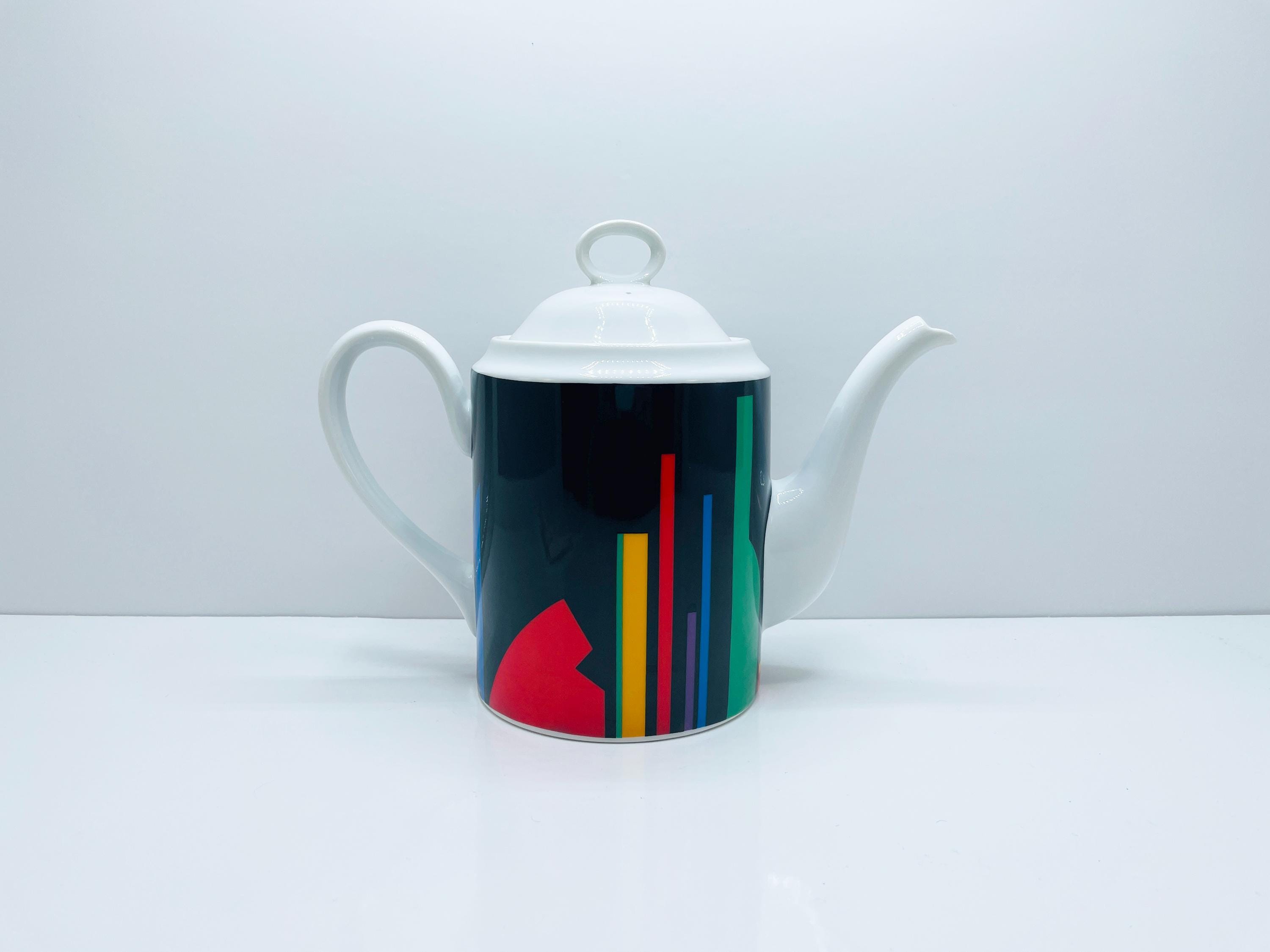 Vintage Jack Prince Toscany Trylon Teapot | 1980s Postmodern | Japanese Porcelain | Black & White Abstract Style | Modernist Pottery