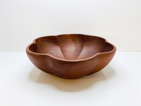 Vintage Hand Carved Teak Bowl: Danish MCM Boho Decor