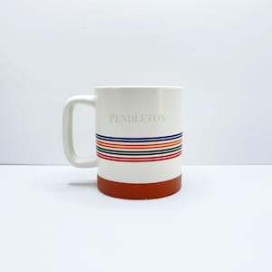 Tazza in ceramica vintage Pendleton Woolen Mills Camp Stripe / Crema e terracotta / Tazza da caffè oversize da 530 ml / Decorazione boho/cabina in stile sud-ovest