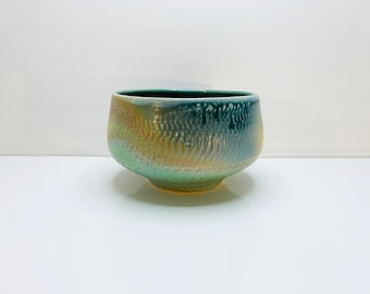 Studio Art Pottery Bowl by Canadian Potter Carol-Ann Michaelson, Textured and Colourfully Glazed, Handmade Pottery Bowl, Artist Signed