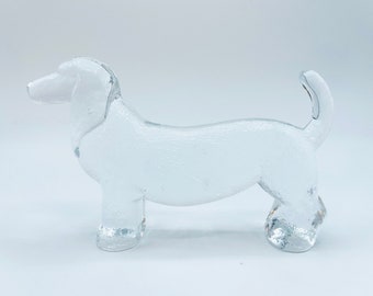 Kosta Boda Vintage Dachshund modernist glass figurine paperweight Sweden by artist Bertil Vallien of the Kennel series