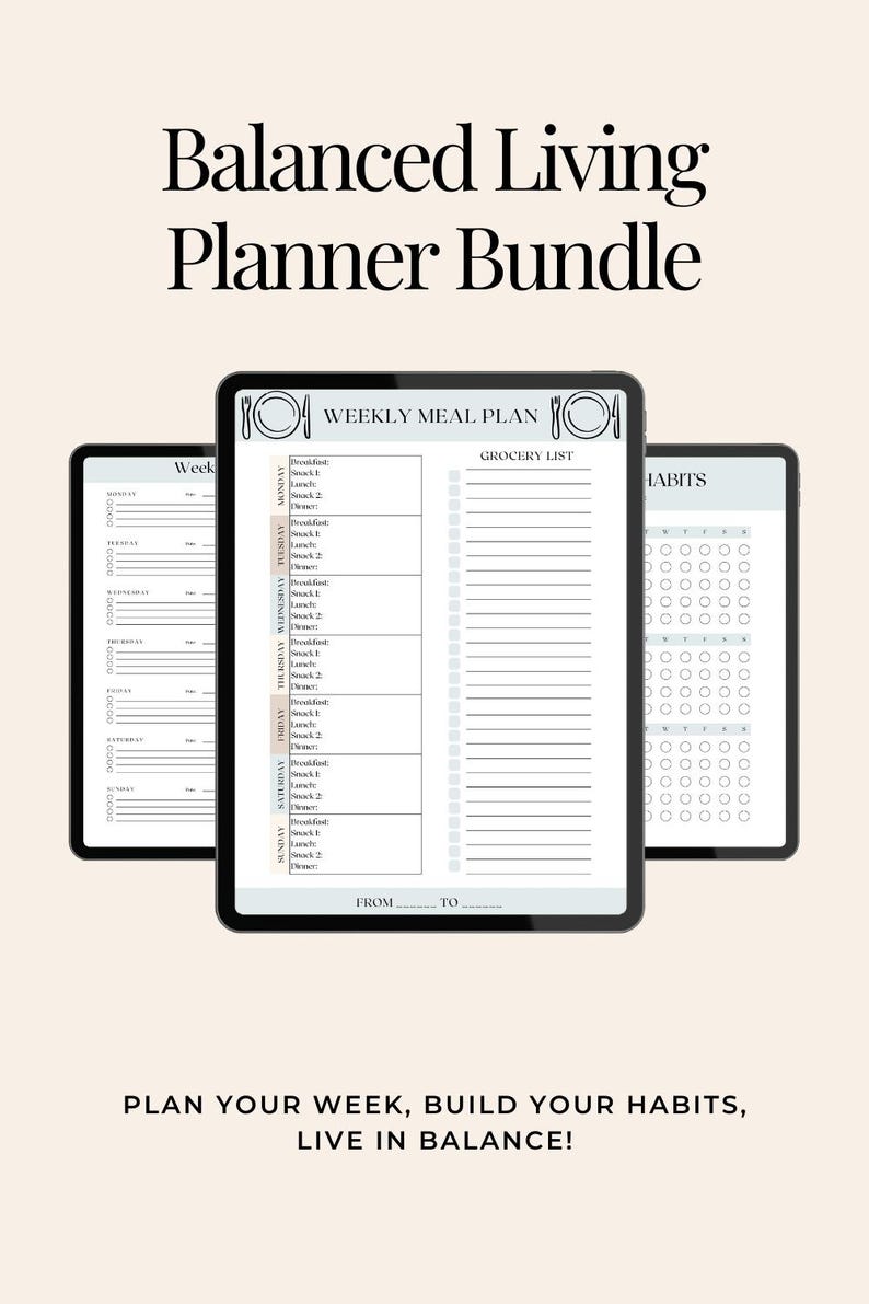Balanced Living Planner Bundle: Printable Templates - Etsy