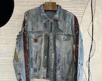 Reconstructed Vintage Denim Stylish Jacket