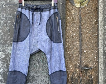 Blue Soft Cotton Twill Drop Pants