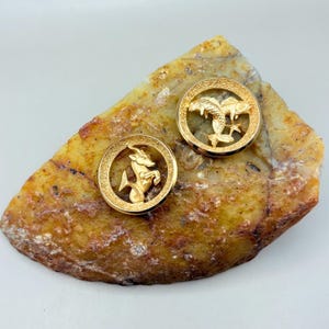 Vintage Trifari Zodiac Pendants – Capricorn & Pisces – Gold-Tone Medallions (1960s Astrology Jewelry)