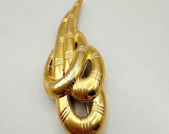Vintage Givenchy Gold Tone Knot Brooch – 1980s Sculptural Designer