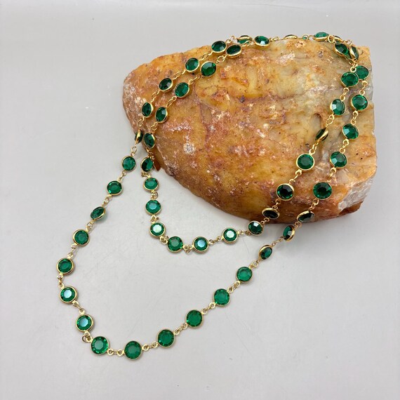 Vintage Swarovski Crystal Station Bezel Green Necklace: Bezel Jewelry