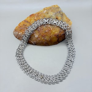 Vintage 1960s Monet Sonata Silver Tone Filigree Necklace, Statement Wide Collar, Mid-Century Jewelry, Layered Design, Monet Signed Necklace