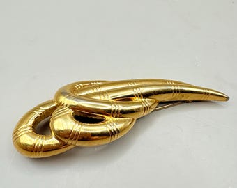 Vintage Givenchy Gold Tone Knot Brooch – 1980s Sculptural Designer
