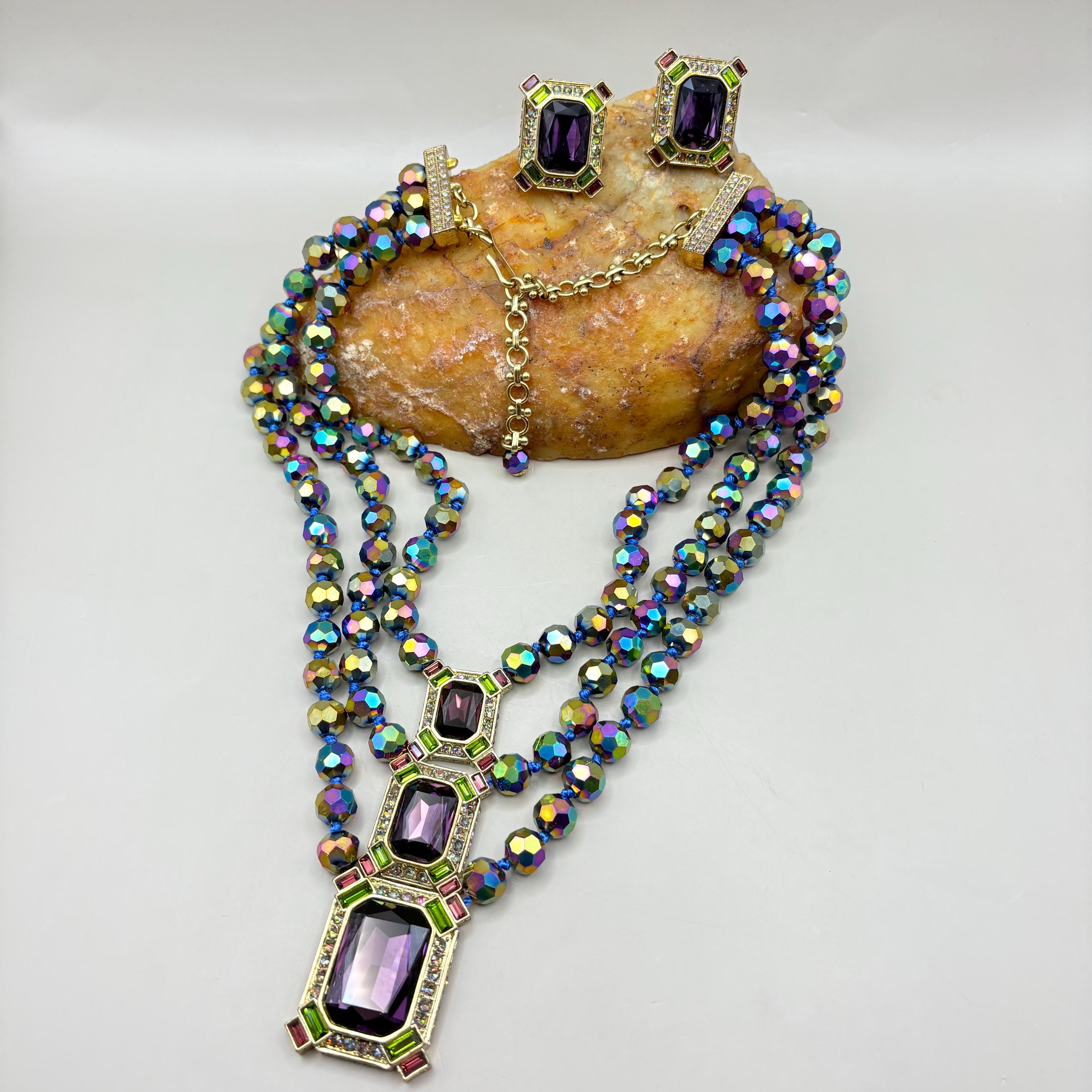 Vintage Heidi Daus Style Chain Belt w/ Amber & Green Glass Stones – Adjustable HEIDI DAUS® main image 4