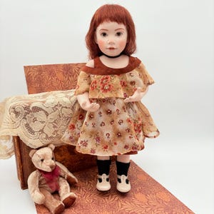 Rare Collectible Priscilla Porcelain Doll by Beatrice Perini, 1998 Limited edition, Vintage Artistic Doll, Auburn Hair, Green Eyes, Signed
