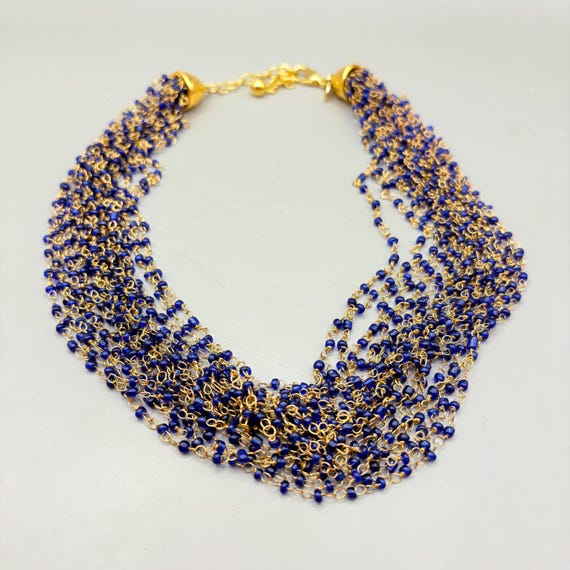 Vintage K.J.L. Kenneth Jay Lane Cobalt Blue Glass… - image 2