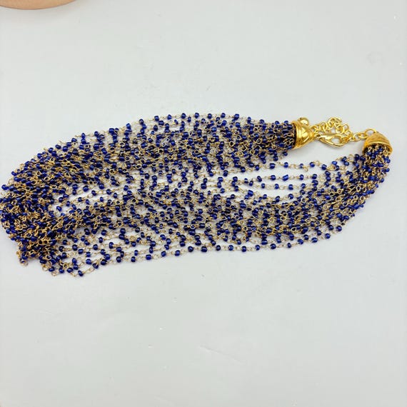 Vintage K.J.L. Kenneth Jay Lane Cobalt Blue Glass… - image 4