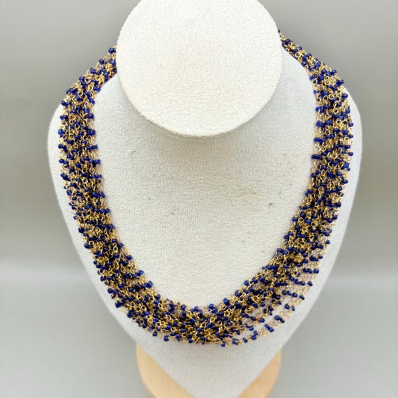 Vintage K.J.L. Kenneth Jay Lane Cobalt Blue Glass… - image 5